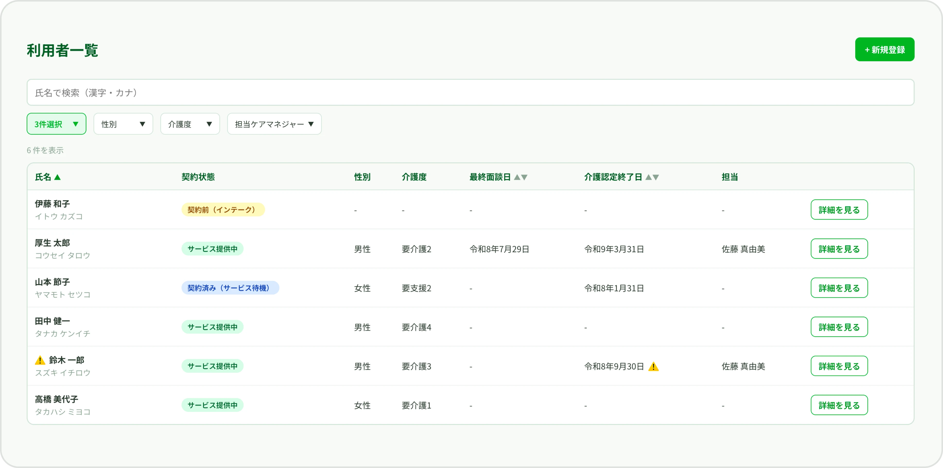 利用者一覧画面